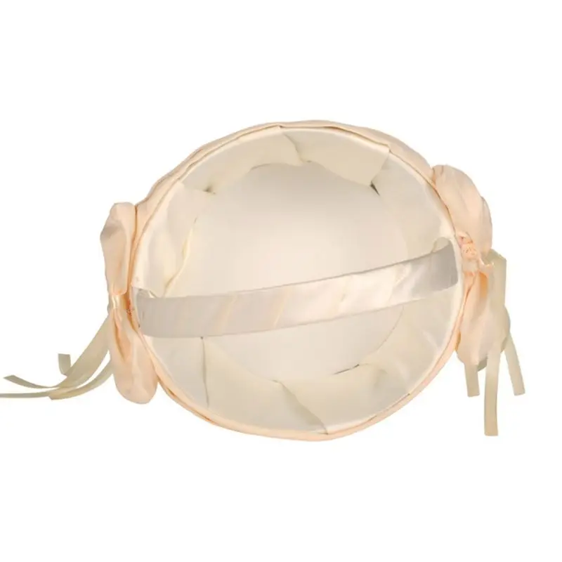 

Western Rustic Wedding Ceremony Flower Girls Weaving Basket Champagne Ribbon Bowknot Petals Bouquets Holder Party Supplies