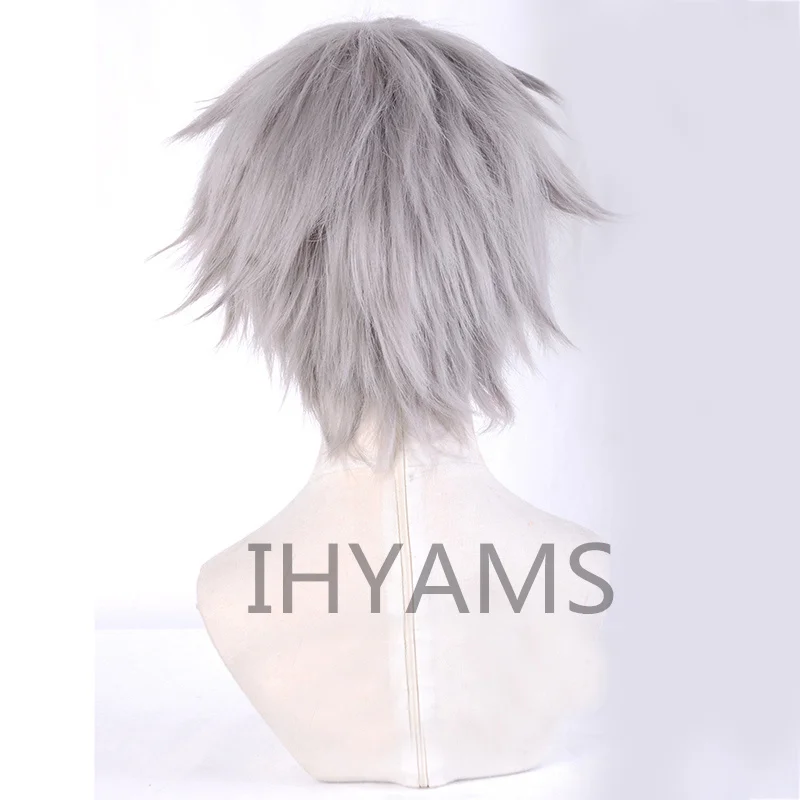 Парик для косплея из аниме-игры EVA Nagisa Kaworu Короткие Смешанные серые термостойкие