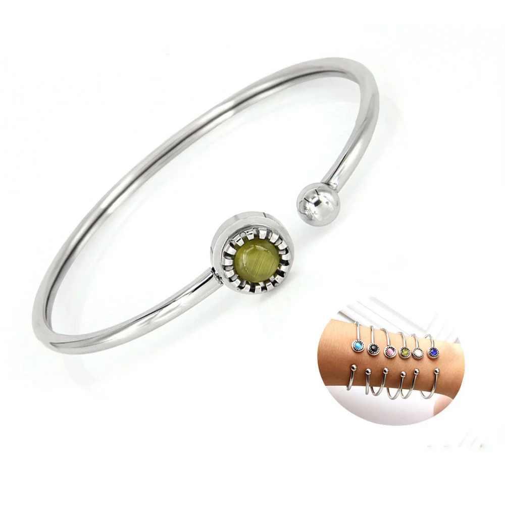 Браслет манжета DICARLUN из нержавеющей стали с опалом|Браслеты| |