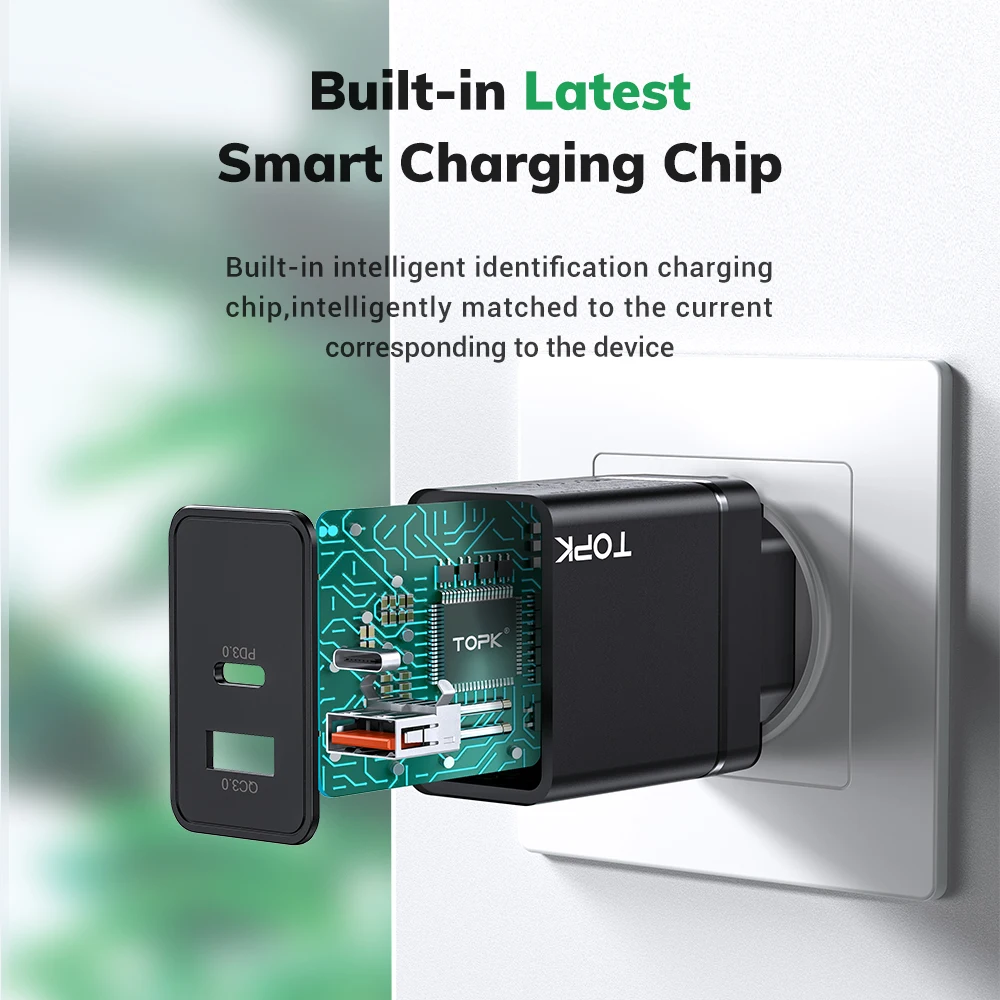 TOPK PD Quick Charge 3 0 USB C мобильный телефон зарядное устройство Быстрая зарядка