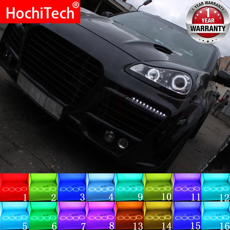 Для Porsche Cayenne 957 2007 2009 аксессуары для фар многоцветный RGB светодиодный ангельские
