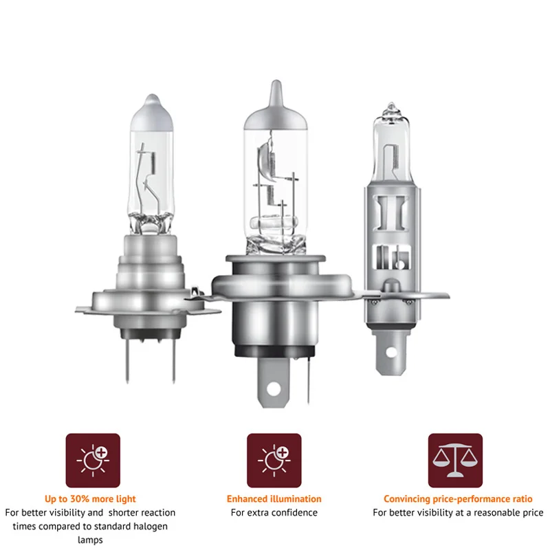 1 шт. галогенсветильник Лампа OSRAM H7 H4 H1 H11 HB2 HB3 HB4 9005 9006 65 Вт 12 В 3200K + 30% ярких