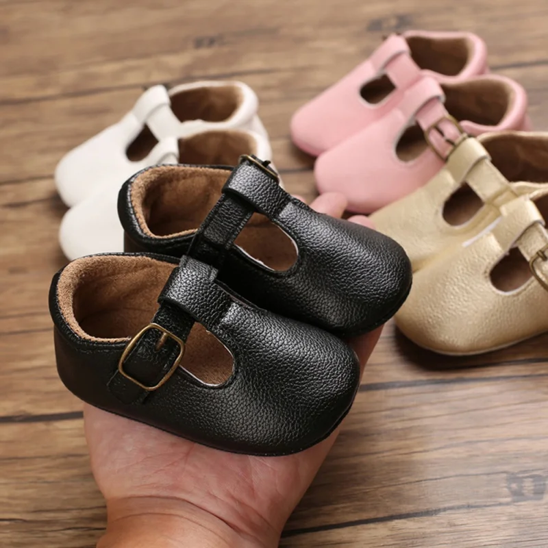 

Baby Boy Girl Solid Soft Shoes PU Leather Non-slip First Walkers Infant Shoes 0-18M