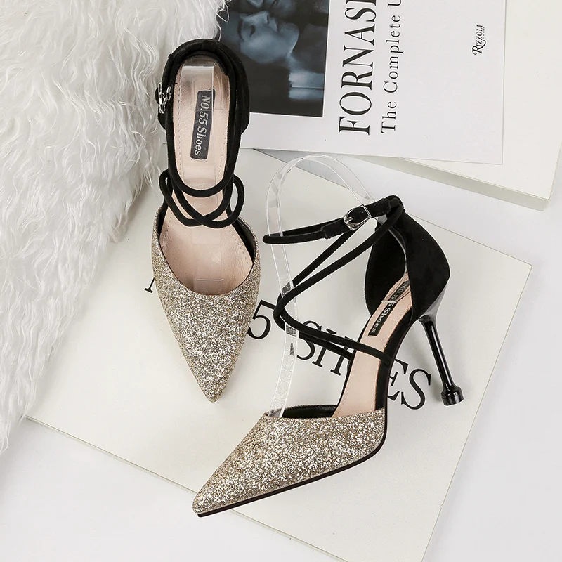 2019 женские летние роскошные босоножки на высоком каблуке 9 см Серебристые