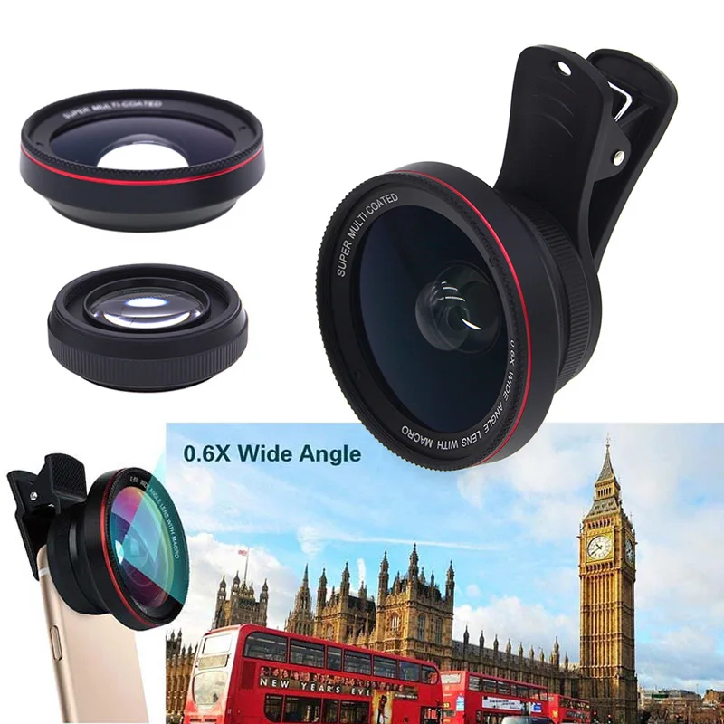 Объектив камеры мобильного телефона 2 в 1 профессиональный комплект объективов