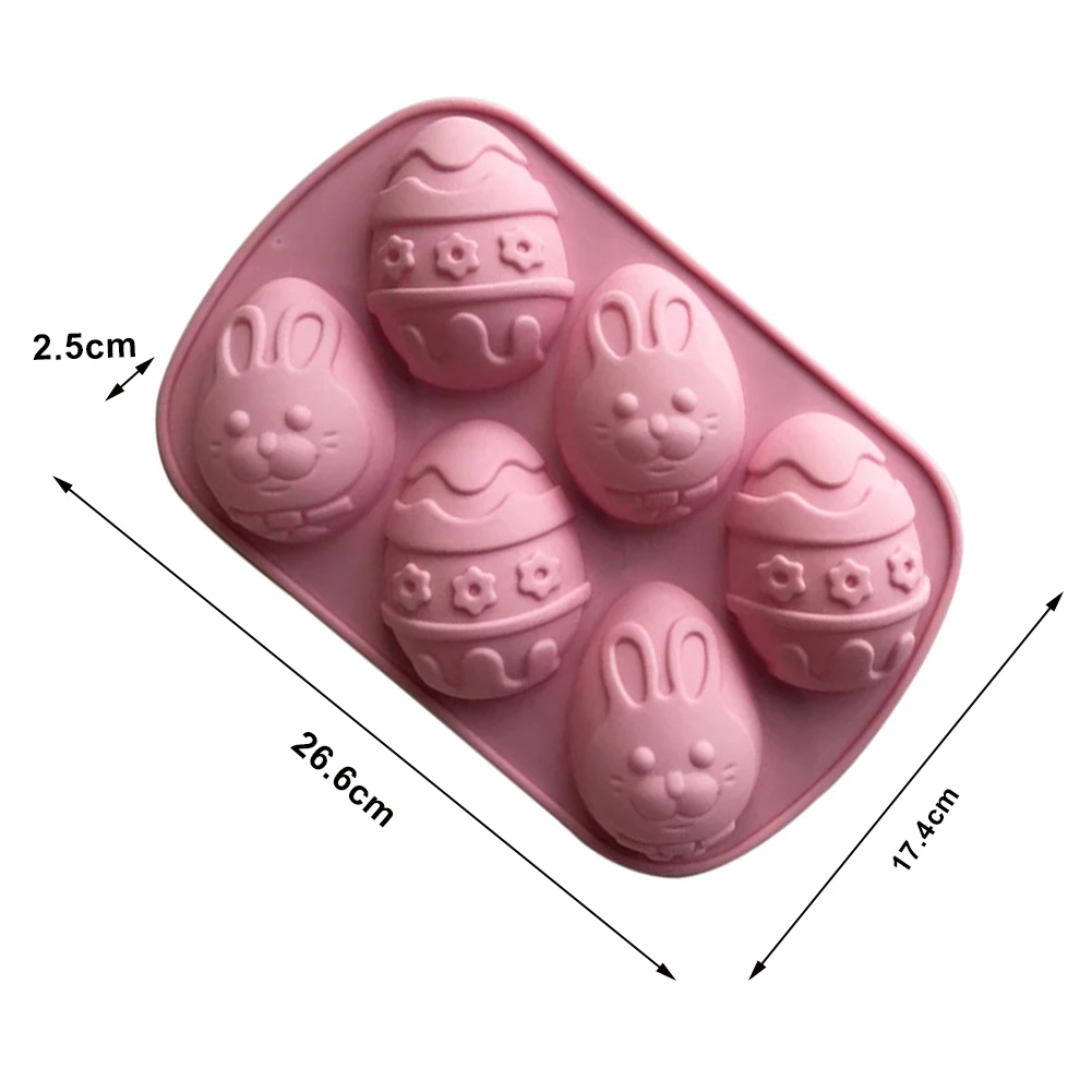 

6-Cavity Easter Egg Shaped Silicone Mold Bunny Baking Molds for Chocolate Candy Gummy Ice Cube Jelly Cake