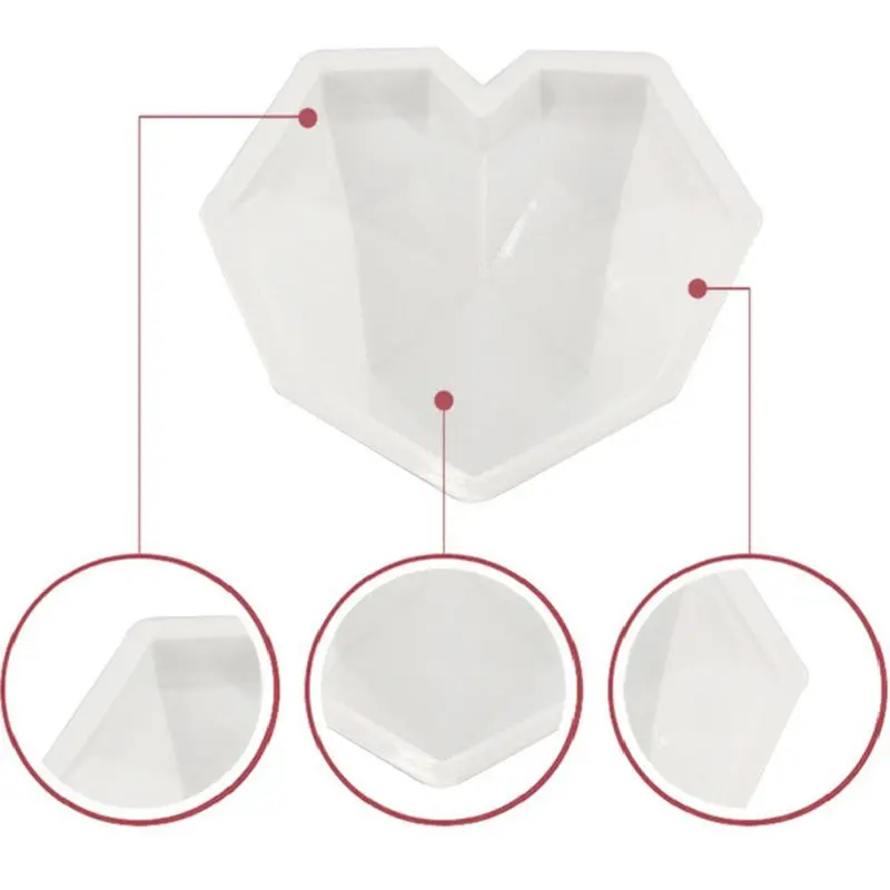 

3D Diamond Love Heart Shape Silicone Molds Bakeware Mousse Pastry Dessert Molds