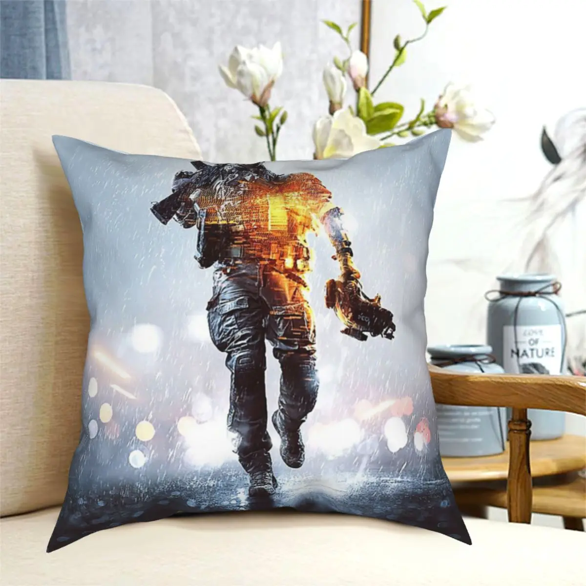 

Battlefield Game 4 Throw Pillow Cushion Cover Decorative Pillowcases Case Home Sofa Cushions 40x40,45x45cm(Double Sides)