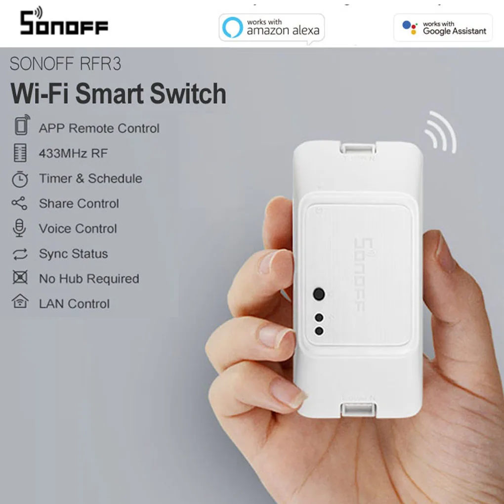 SONOFF RFR3 DIY Wifi Пульт дистанционного управления, умный RF переключатель, работает с Alexa/Google Home Assistant, умный дом, автоматизация, таймер
