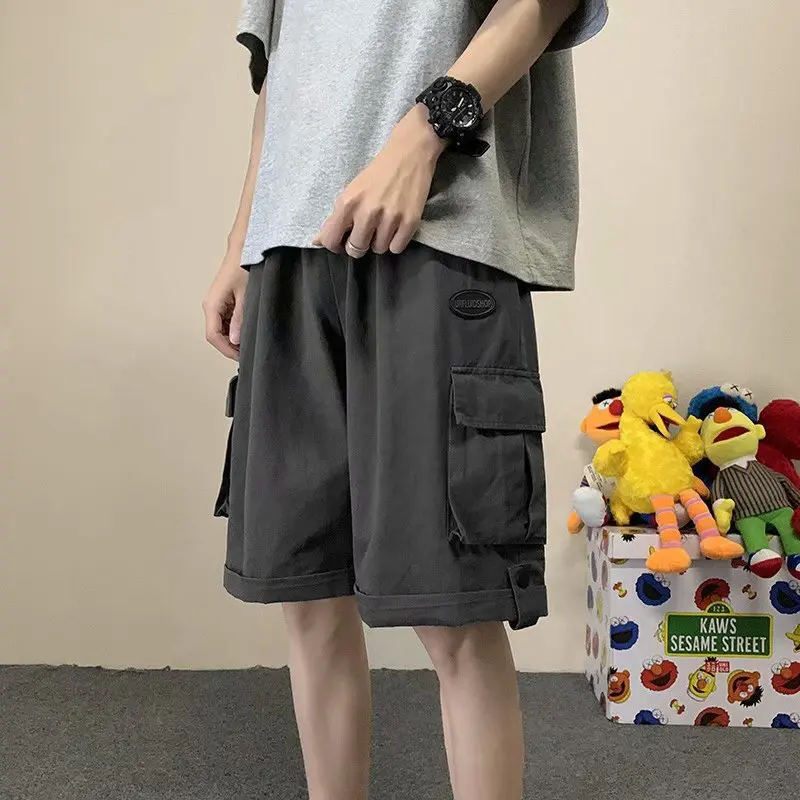 

Labeling Tooling Casual Shorts Male Trend Couple Beach Pants Summer New Loose Sports Five-point Pants Hip-hop Rock Cityboy