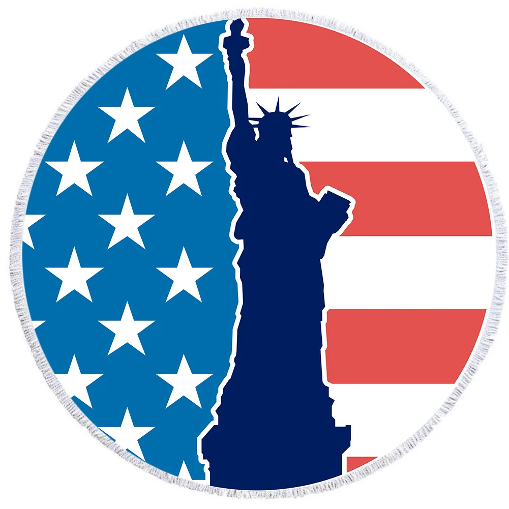 Круглое пляжное полотенце с флагом Европы и США одеяло для пикника в Испании