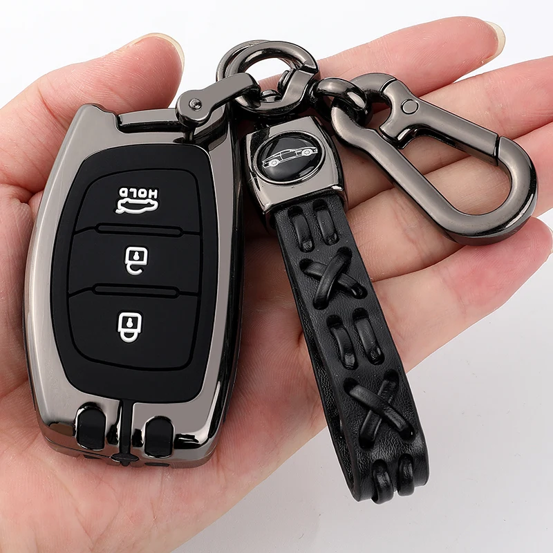 

Zinc Alloy Car Key Case Shell for Hyundai IX25IX35 Metal Cover Buckle Protect Buttons Accessories Keychain Holder