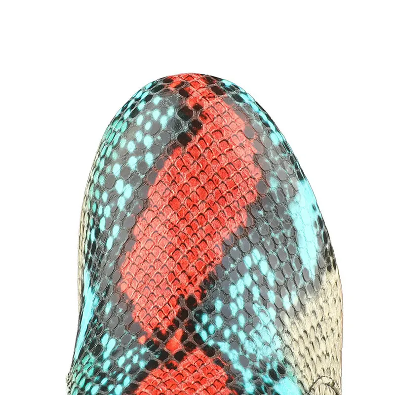 

Platform Women's Shoes Snake Print Thick High Heel Knee High Boots Fashion Zipper Round Toe Autumn Winter Long Boots Woman