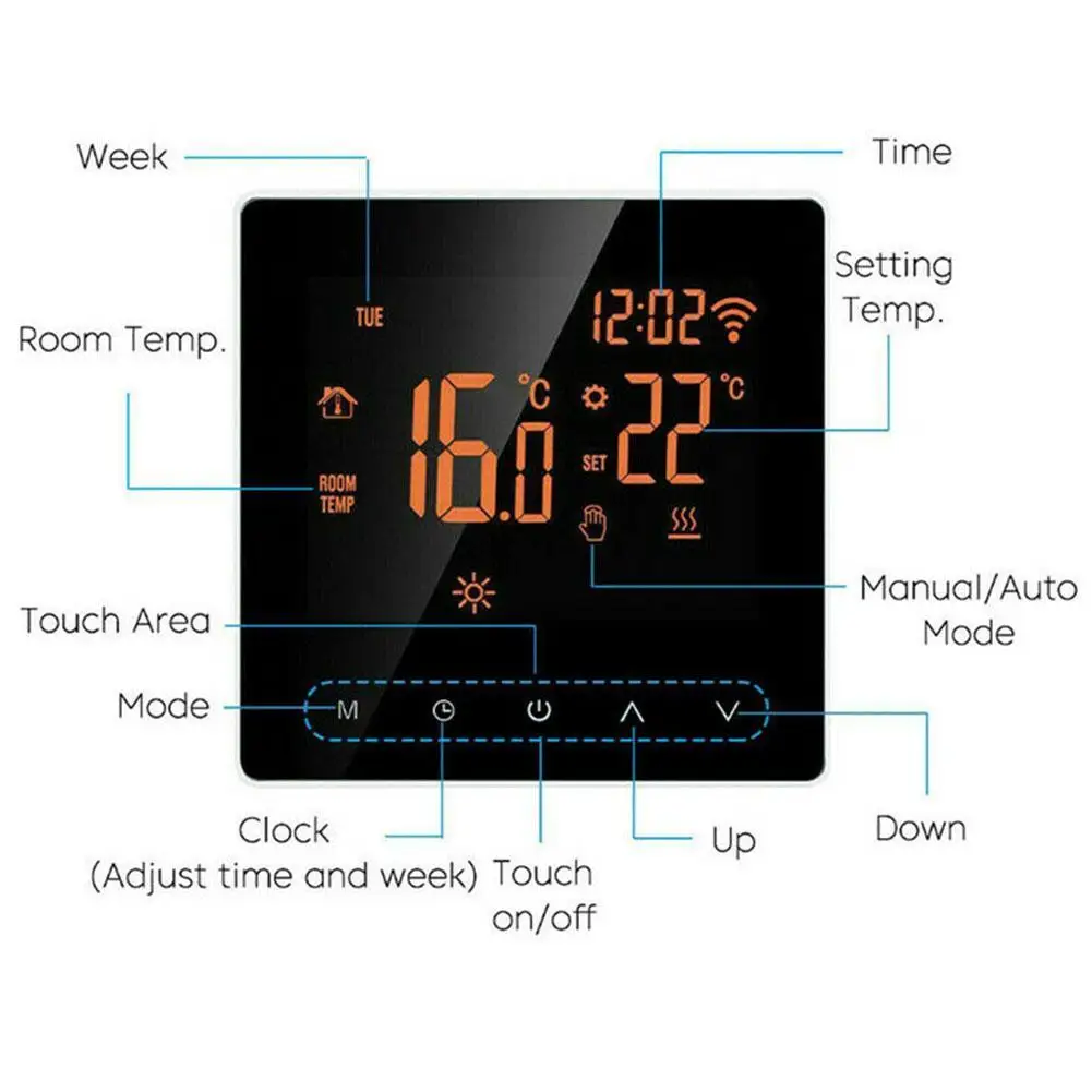 

Wireless Thermostat Touch Screen Temperature Controller Home Alea Underfloor Electric Smart For Google Programmable Heating V7L5