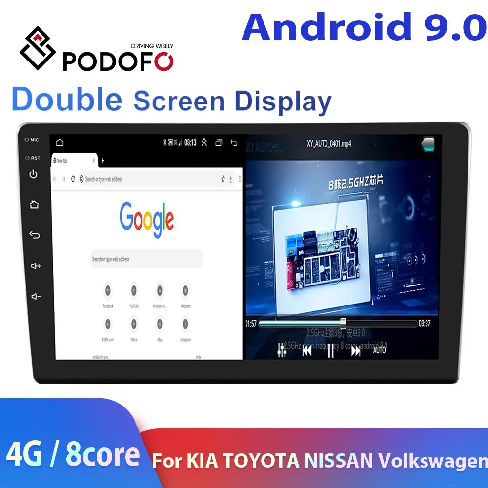 Podofo 2 din автомобильное радио 9 &quot4G + 64G 2din Android автомобильный мультимедийный плеер
