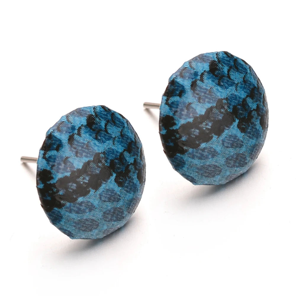 Круглые серьги-гвоздики с эпоксидной смолой для женщин Модные леопардовые