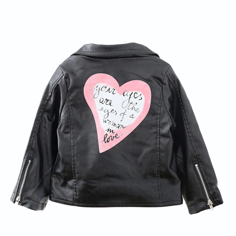 

Демисезонное, осенне-зимнее пальто из искусственной кожи для маленьких девочек, детская куртка из искусственной кожи с мультяшным рисунком...