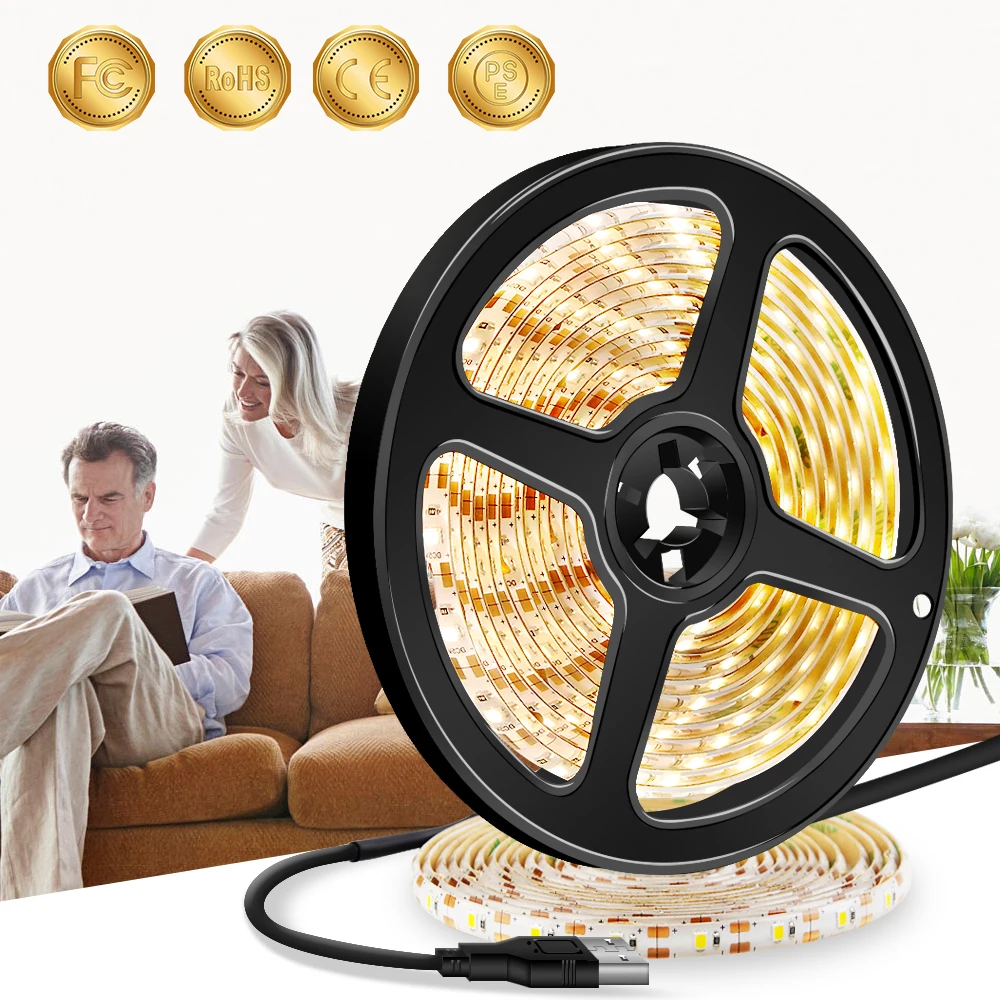 

DC 5V USB Waterproof Strip LED Light 2835 Flexible BackLight Tape 0.5M 1M 2M 3M 4M 5M Decor LED Tira Lamp For TV Desktop Screen