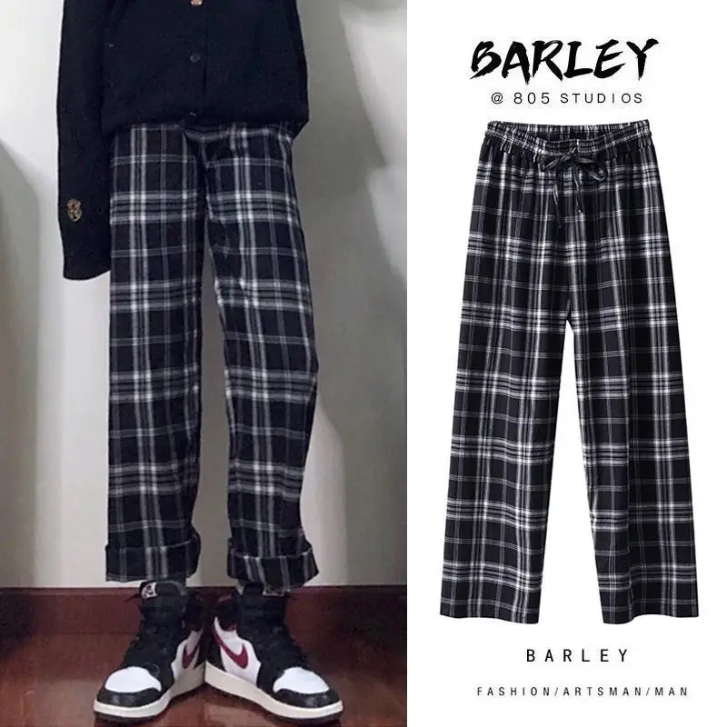 

Клетчатые брюки, детские, в Корейском стиле, свободные, весенние