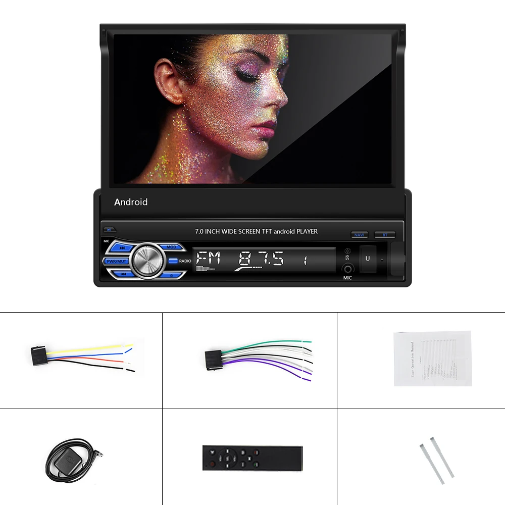 

AMPrime Android Car Radio Autoradio 1 Din 7'' Touch Screen Car Multimedia Player GPS Navigation Wifi Auto MP5 Bluetooth USB FM