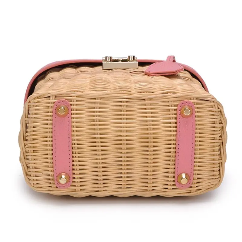 

Women Ladies Crossbody Rattan Bucket Shoulder Bag Tote Purse Handbag Messenger Satchel
