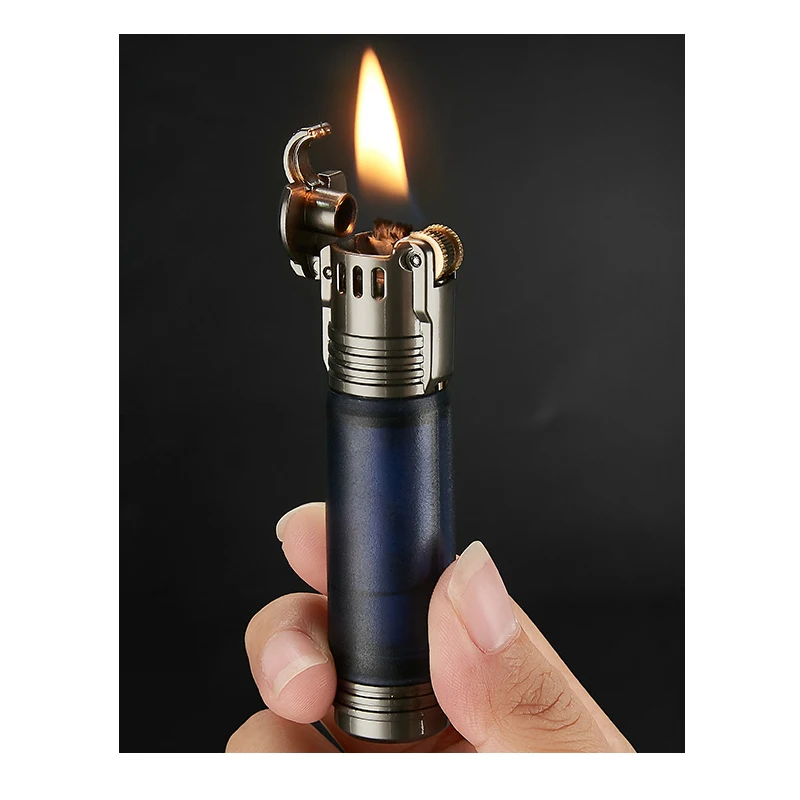 Керосиновая зажигалка цилиндрическая прозрачная масляная персонализированная