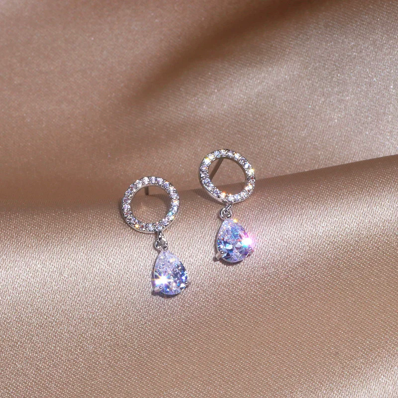 Элегантные сверкающие серьги из циркония с кристаллами для женщин