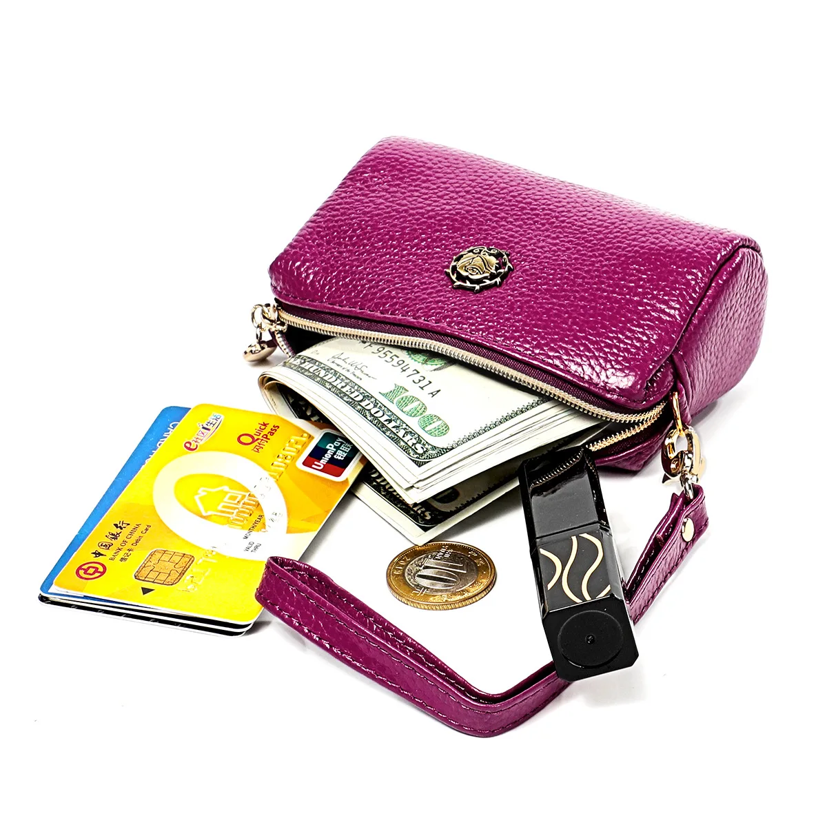 

Genuine Leather Coin Purse Fashion Cute Small Wallet Mini Capacity Change Pouch Multifunctional Zipper Women Money Card Holder