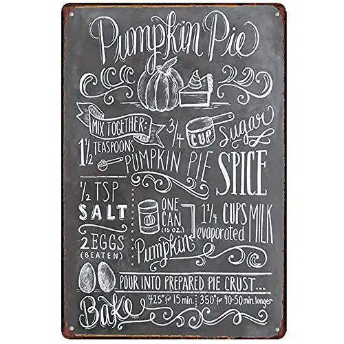

Free Pintree Original Retro Design Pumpkin Pie Tin Metal Signs Wall Art | Thick Tinplate Print Poster Wall Decoration for Kitche