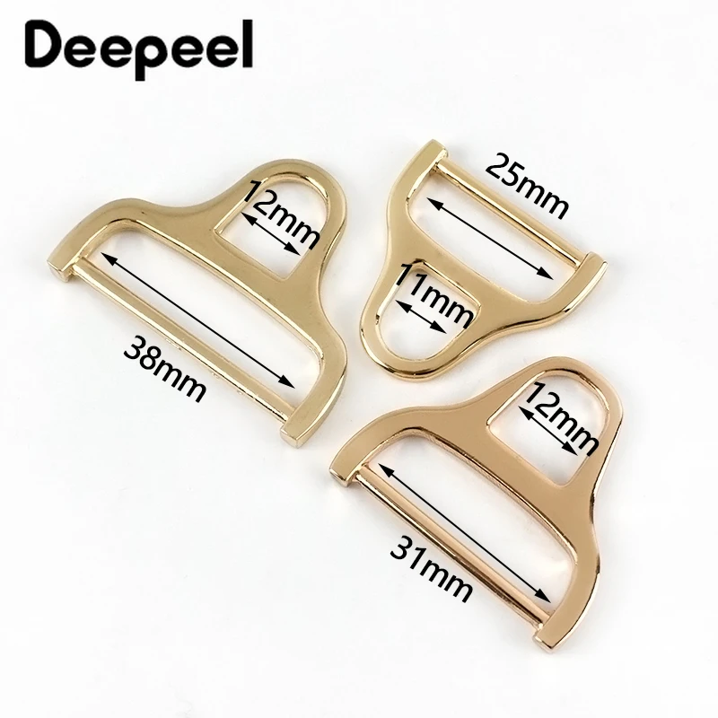 Deepeel 20pcs Metal Adjuster Buckle D Dee Ring Buckles Triangles with Bar Swivel Clip Loop for DIY Belt Bag Straps Accessories