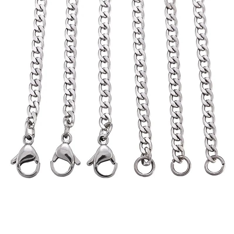 12 шт. в упаковке Нержавеющая сталь бордюрный Цепочки и ожерелья s с застежкой