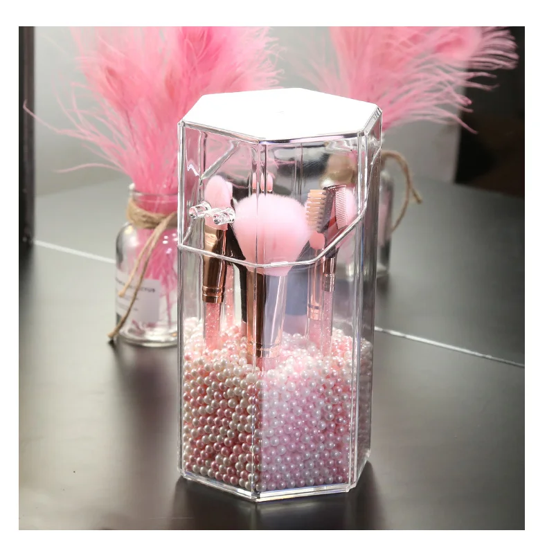 Multi-style Acrylic Makeup Organizer Cosmetic Holder Makeup Tools Storage Pearls Box Brush Accessory Organizer Box with Cover