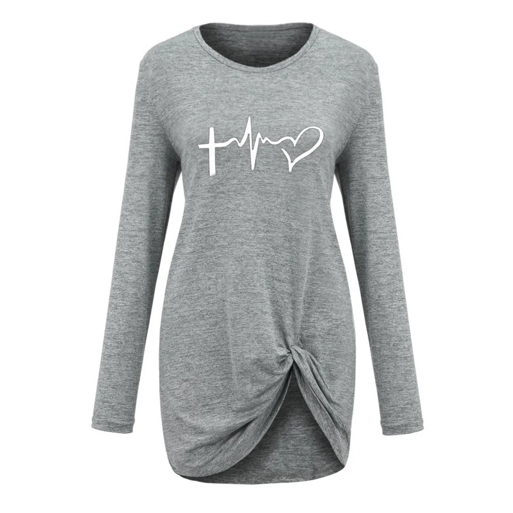 Женские футболки с круглым вырезом и длинными рукавами свободная футболка