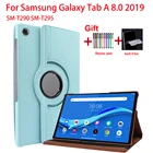 Вращающийся на 360 градусов чехол для Samsung Galaxy Tab A 8,0, 2019 дюйма, флип T295 T297, чехол из искусственной кожи для Samsung Tab A 8,0, флип, чехол