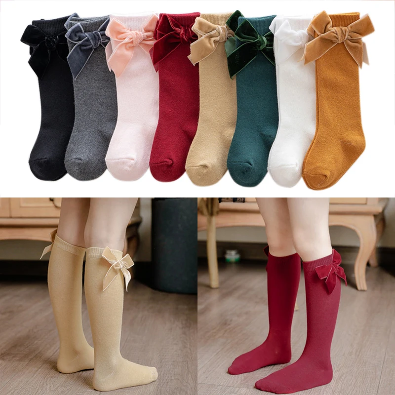 Calcetines de princesa para reci&eacute;n nacidos, lazo grande para ni&ntilde;os, oto&ntilde;o e invierno, accesorios para beb&eacute;s, regalo para reci&eacute;n nacidos de 3 a 36M-0