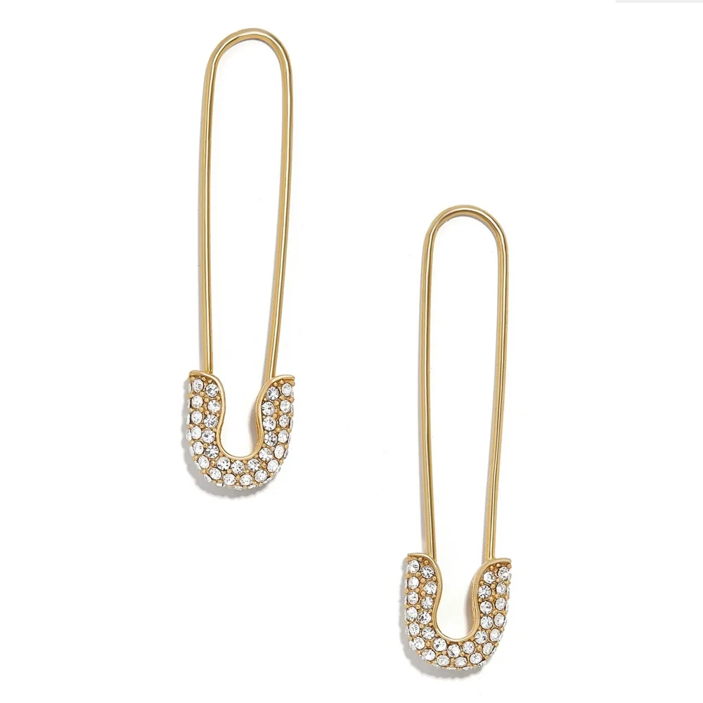 

ZWPON Gold Crystal Clip Safety Pin Earrings 2019 Hot Sale Safety Pin Drop Earrings Jewelry Wholesale