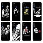 Черный чехол из ТПУ для Samsung Galaxy A50 50S A30S A10 A01 A11 A21S A31 A41 A51 A71 M21 M30S S10 LITE, чехол с розовым скелетом и черепом