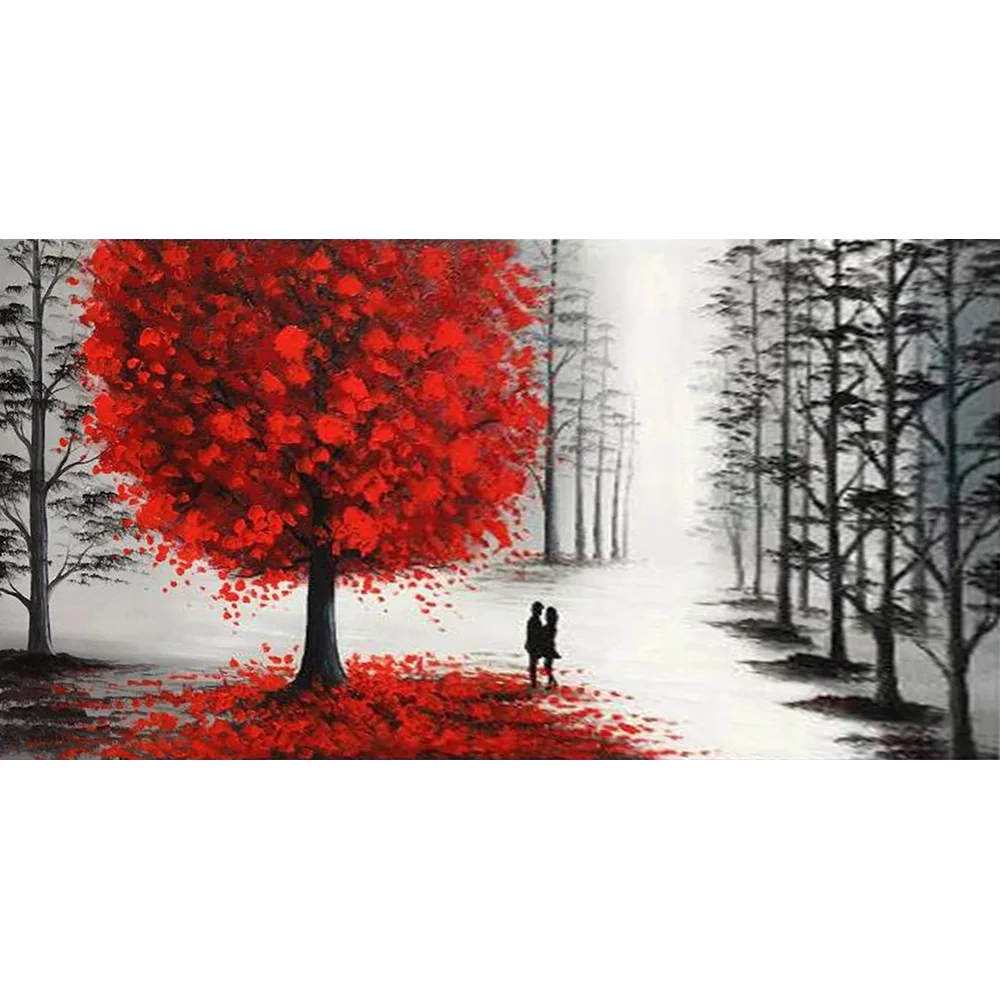 Холст Размер 5d DIY мозаика Вышивка Дерево лес Алмазная картина полный