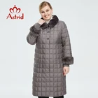 2021 Астрид зимняя куртка для женщин с меховым воротником дизайнерская длинная толстая хлопковая одежда модная сетка узор теплая Женская парка FR-2040