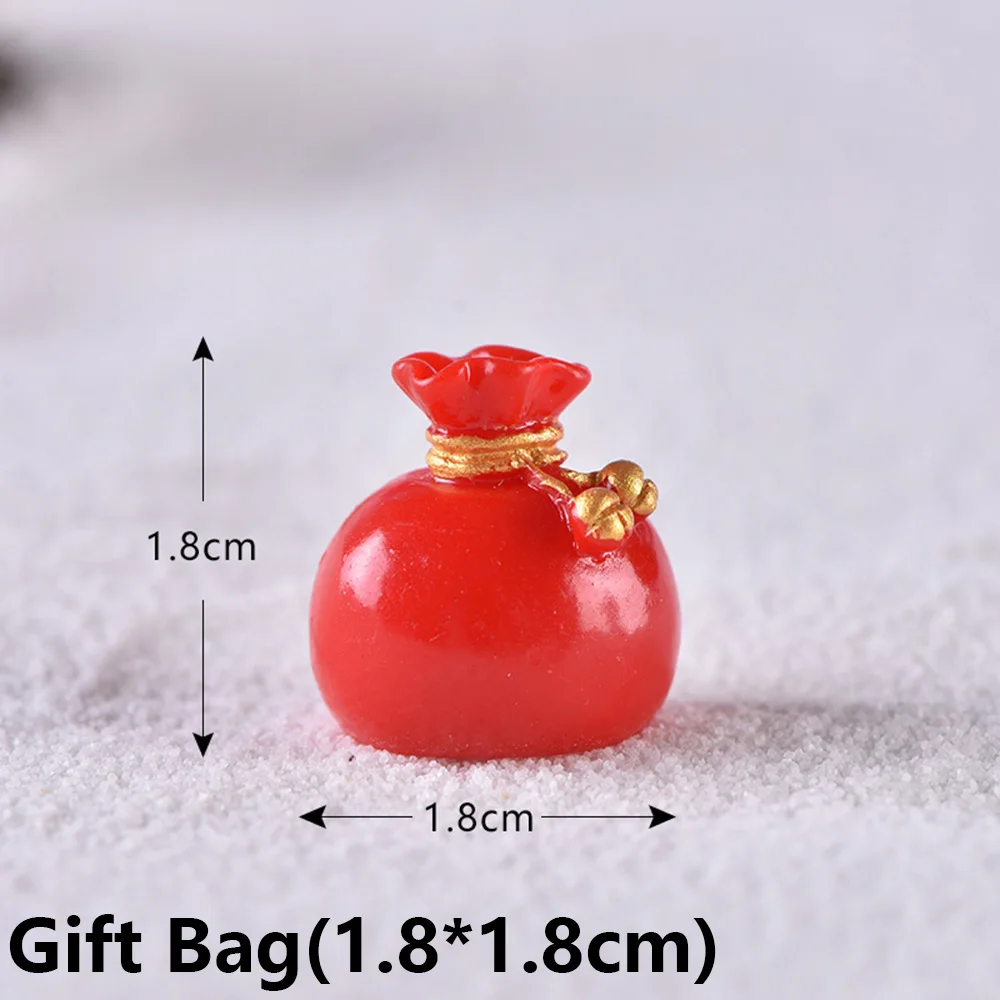 Gift Bag(1.8x1.8cm 1 шт. подарок микро бонсай для пейзажа Сказочный Сад домашний Декор Фигурка снеговика Мини Санта Клаус рождественские украшения аксессуары - Цвет: Gift Bag(1.8x1.8cm