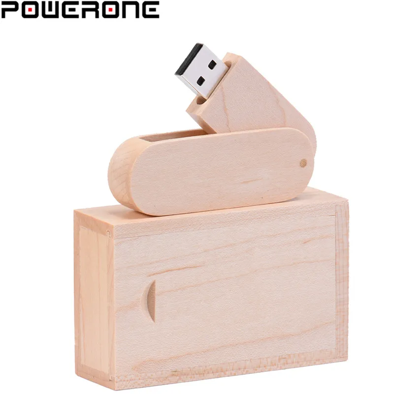 POWERONE(более 10 шт. бесплатный логотип) деревянный USB флэш-накопитель Флешка 8 ГБ 16 ГБ 32 ГБ 64 Гб вращение usb+ коробка карта памяти фотография