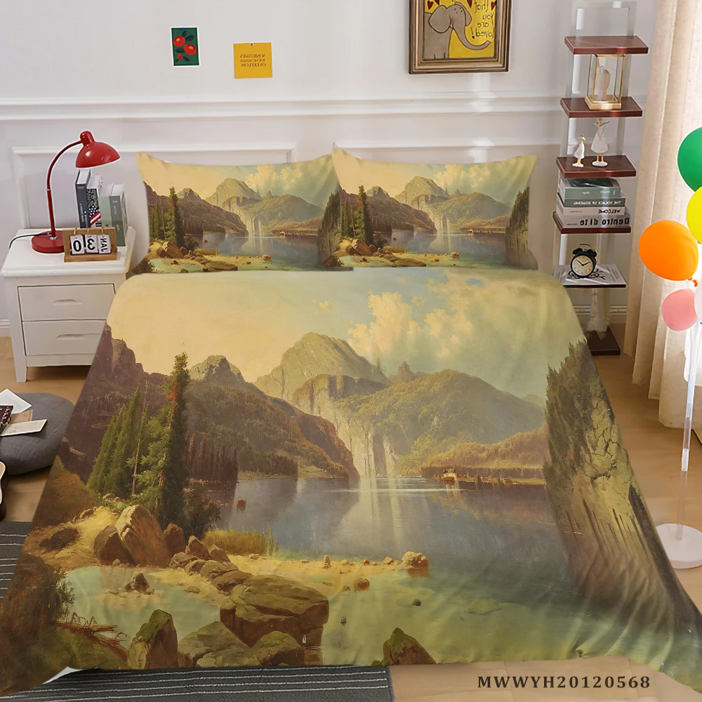 

3D Bedding Set Nature Scenery Print Quilt Cover Set 2/3 Pcs High Quality Creative Design Bed Set Pillowcase