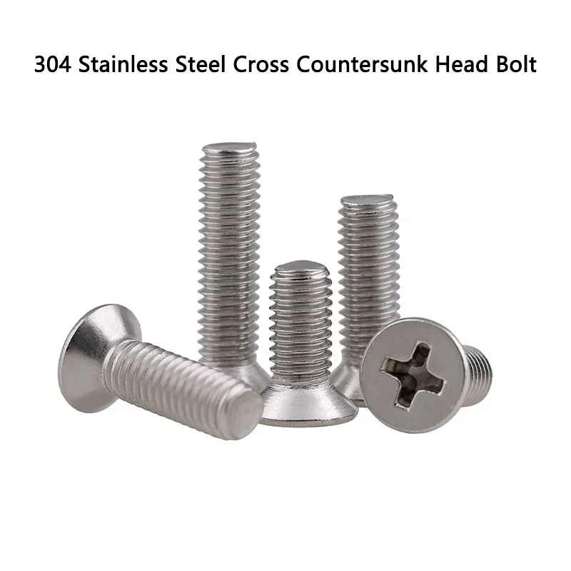 

Cross Countersunk Head Long Bolt KM GB819 304 Stainless Steel Philips Flat Head Machine Long Screw M5 M8 M10 5Pcs