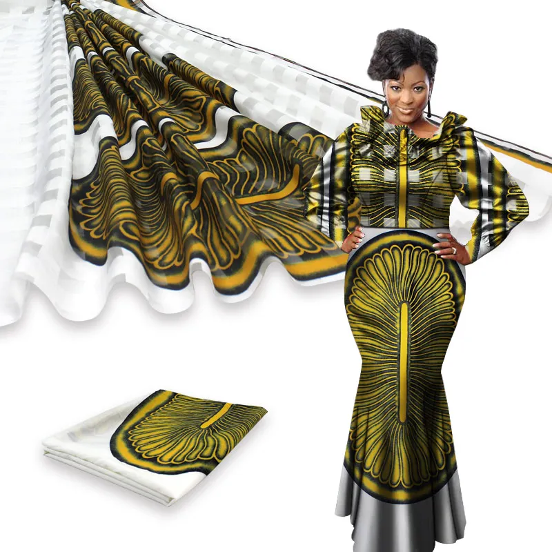 Женская лента из органзы с Африканским принтом тканевая 4 Ярда подходит к 2 ярдам