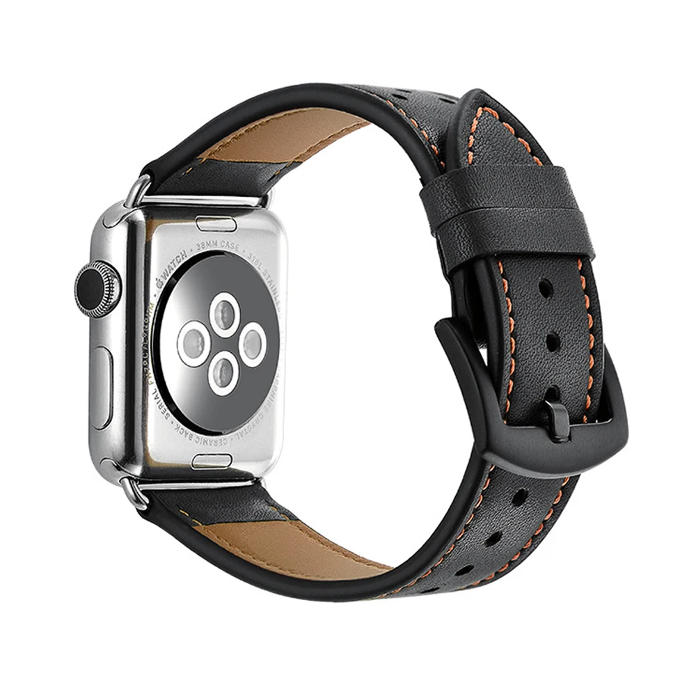 Сменный кожаный ремешок для наручных часов Apple Watch версии 44 мм 40 42 38 спортивный