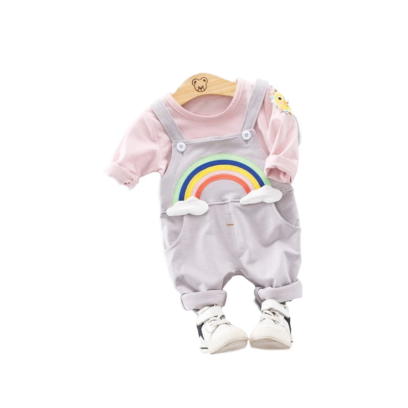 

Комплект летней одежды для мальчиков, рубашка + комбинезон с радугой, 2 шт.