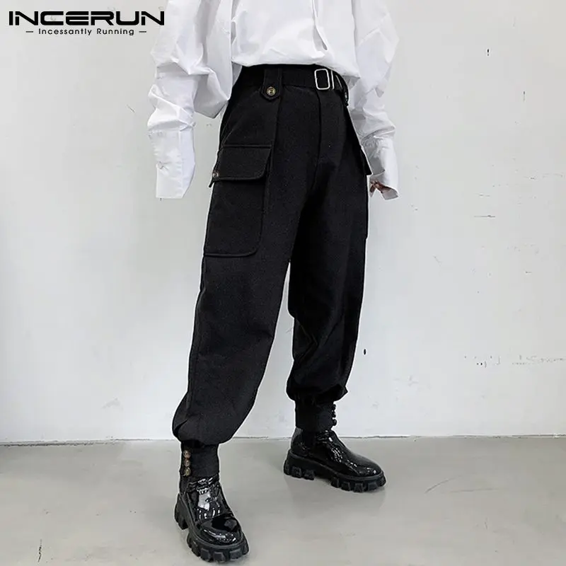 

Leisure Solid Color Loose Trousers INCERUN 2021 Fashion Men Casual Pants Man Baggy Cargo Pants Stylish Buttons Pantalones S-5XL