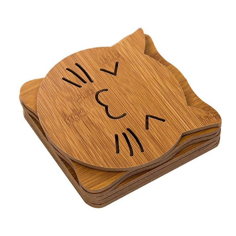 

Cartoon Hollow Wooden Coaster Kitchen Tableware Thickened Anti-scalding Heat Insulation Pad Placemat Non-slip Pot And Dish Mat