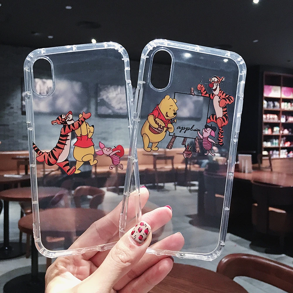 Мягкий прозрачный ТПУ чехол для iphone xs max xr Минни Винни Медведь Мультфильм