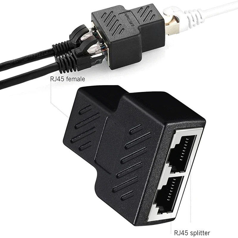 HTOC RJ45 Connector 1 To 2 LAN Ethernet Network Port Splitter Extender CAT5 CAT6 Shielded Tee Head |